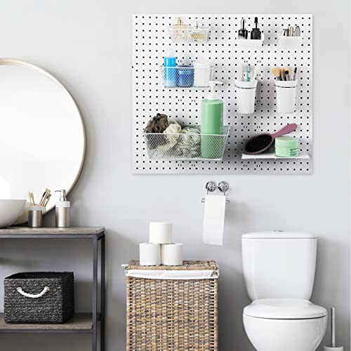 Sieral 6 Pieces Pegboard Baskets Wall Mount Wire Peg Board Baskets 3 Sizes Pegboard Accessories Slatwall Bins Basket Home Garage Hanging Organizer for Tools and Craft(White)