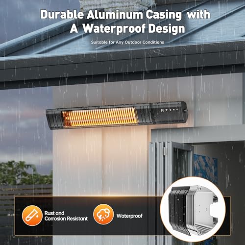 Sundate 1500W Infrared Patio Heater, WiFi App, 9 Heat Levels, 24H Timer