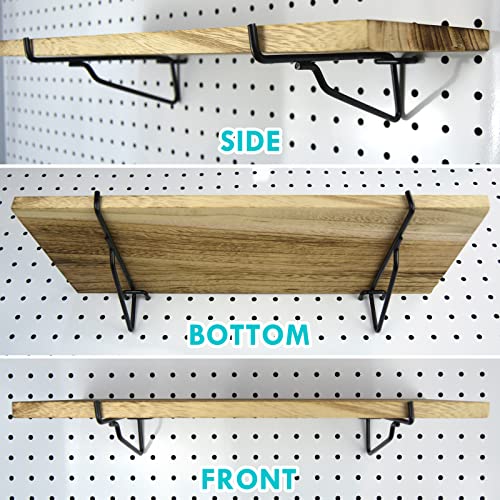 2 Pack Wooden Pegboard Shelves, 1/4 inch Peg Board Organizer Accessories, Shelves and Baskets Brackets, Display and Storage Shelving Rack for Garage Workbench Art Craft Room Office Hobby Workshop