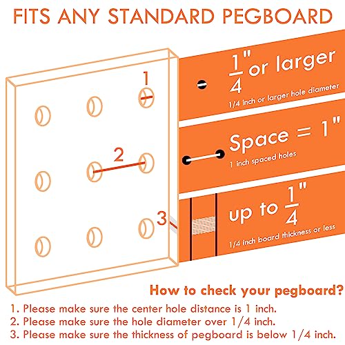 Pegboard Hooks, 8 Pack Peg Board Tool Utility Hooks & Hangers (Black)