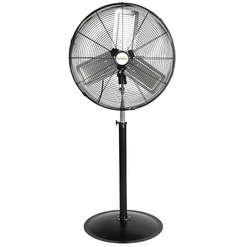 hykolity 24" High Velocity Pedestal Oscillating Fan, 6450 CFM 3-Speed Heavy Duty Industrial Metal Standing Fan with Aluminum Blades and Adjustable Height for Warehouse and Garage