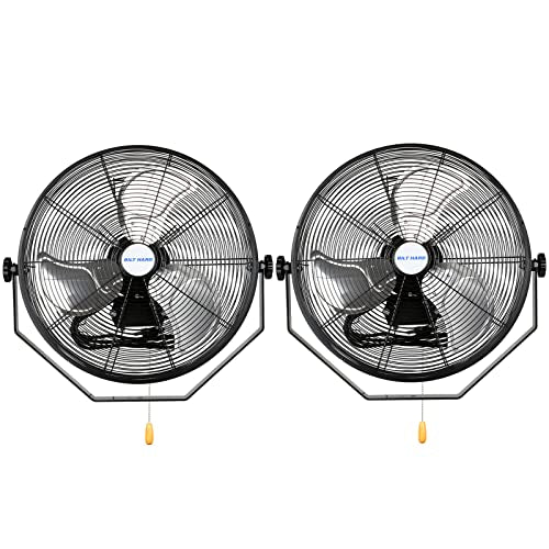 BILT HARD 18 inch Industrial Wall Fan, 4300 CFM, 3-Speeds High Velocity Wall Mount Fan with Sealed Motor, Heavy Duty Metal Barn Fans, 2 Pack