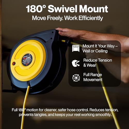 ReelWorks Extension Cord Reel Retractable 12AWG x 50' Foot