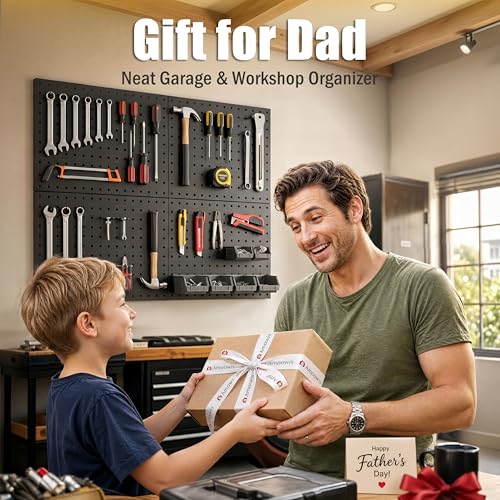 7S garage Heavy Duty Peg Board, 4 Pack Metal Pegboard Panels with 50 Hooks