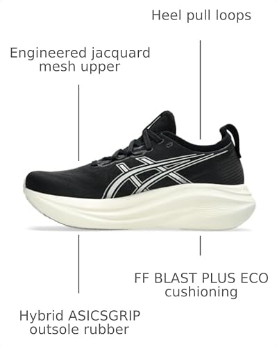 ASICS Men's Gel-Nimbus 27 Running Shoe, 10.5, Black/Lake Grey