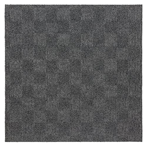 Mohawk Home 24" x 24" Indoor/Outdoor 0.25" Pile Height, Peel and Stick Carpet Tile, Grey Polyester, (15 Tiles) (60 sqft/Box)