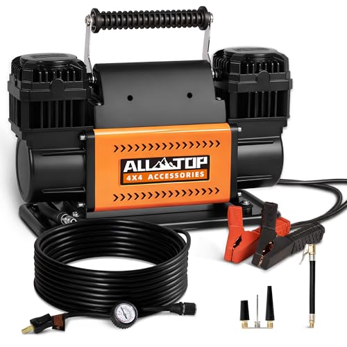 ALL-TOP Air Compressor Kit, Dual Cylinder 12V Portable Inflator 12.35 ft³/Min, Offroad Air Compressor Pump for Truck Tires, Heavy Duty Max 150 PSI for 4x4 Vehicle & RV