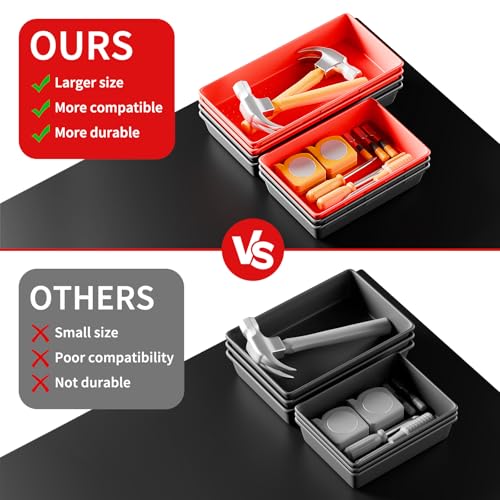 FLYVOLE 69 PCS & 5 Sizes Tool Box Organizer Trays, Black and Red