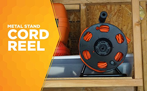 Woods Heavy Duty Metal Extension Cord Reel Stand, Holds up to 100 Ft 14/3 Cords, Black, 22849
