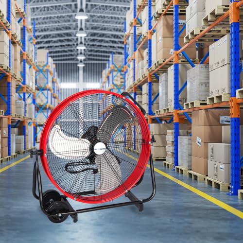 BILT HARD 24" Heavy Duty Industrial Drum Fan, 8100 CFM High Velocity Drum Fan with 3-Speed Control, Metal Shop Fan for Warehouse, Garage, Workshop, Basement and Factory