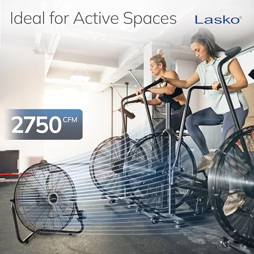 Lasko 20" Black High Velocity Wall Mount Fan with Pivoting Head - 3 Speeds, Ideal Wall Mount Fan or Floor Fans for Home, Garage, Attic, 2264QM