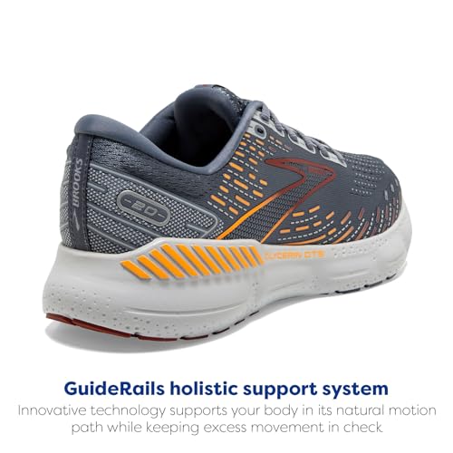 Brooks Men's Glycerin GTS 20 Supportive Running Shoe - Grey/Chili Oil/Orange - 9.5 Medium