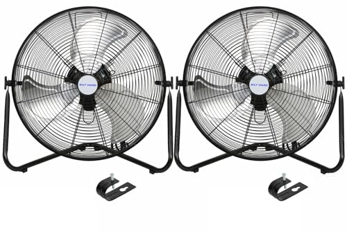 BILT HARD 20" High Velocity Floor Fan, 4600 CFM 3-Speed Industrial Shop Fan with Wall-Mounting System, Heavy Duty Metal Fan for Garage Workshop and Warehouse, 2 Pack