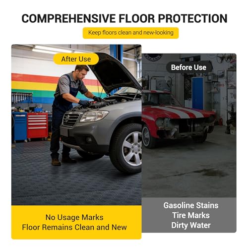 ExploreHorizon 50 Pack Garage Tiles Interlocking, 12"X12" Garage Floor Covering Tile, Non-Slip Double-Sided Texture Garage Flooring Tiles,for Garage, Basement, Workshop & Repair Shop, Graphite Gray