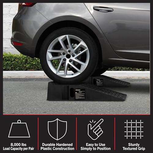 Car Ramps 2-Pack - Heavy-Duty Car Lifts for Home Garage or Shop - 13,000lb GVW Capacity, 6,500lb Load Capacity Per Pair, 3,250lb Per Ramp - SUV, Agricultural Vehicle, or Pickup Truck Ramp by Stalwart