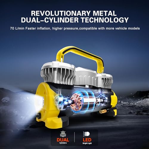 GSPSCN Digital Tire Inflator 12V Heavy Duty Metal Portable Air Compressor