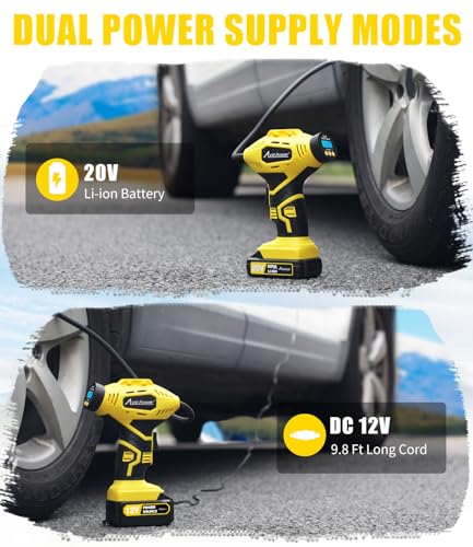 AVID POWER 20V Rechargeable Cordless Tire Inflator Portable Air Compressor