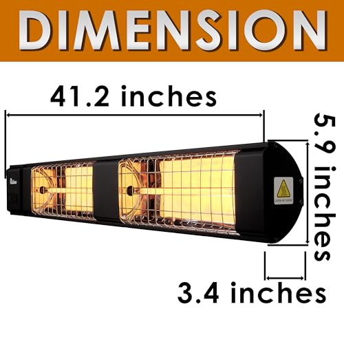 DR. INFRARED HEATER DR-239 3000W Indoor & Outdoor Infrared Patio Heater, Wall or Ceiling Mount, IP55 Weatherproof, Commercial or Residential, 220V-240V Electric Heater with Remote & Mounting Kit