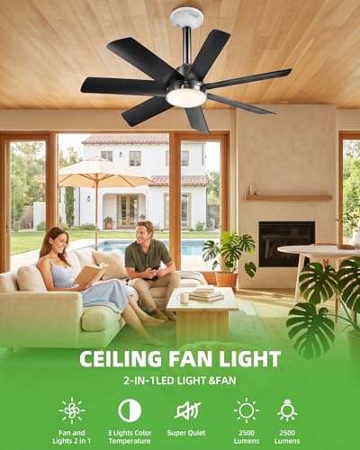 JOMARIUS 28 Inch Socket Fan Light with Remote Control, Screw in E26/E27 Ceiling Fan with LED Light, 3000-6000K Dimmable Color Temp, 6 Speeds, Timer, for Bedroom Kitchen Living Room Garage, Black