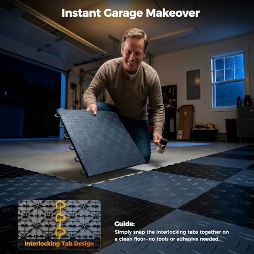 CAMMOO Upgraded V2.0 Garage Floor Tiles 12"x12", Graphite Gray