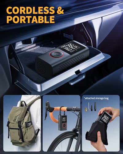 Powools Tire Inflator Portable Air Compressor, Cordless, Standard Capacity