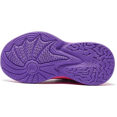 LackBlue Boys Girls Sneakers Fashion Basketball Shoes for Kids Nonslip Athletic Sports Running Shoes for Boys Girls Pink Purple Size 11.5,(1 Pair)