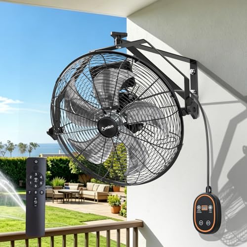 Amico 18 Inch Wall Mount Fan with Remote, Brushless DC Motor, 9-Speed