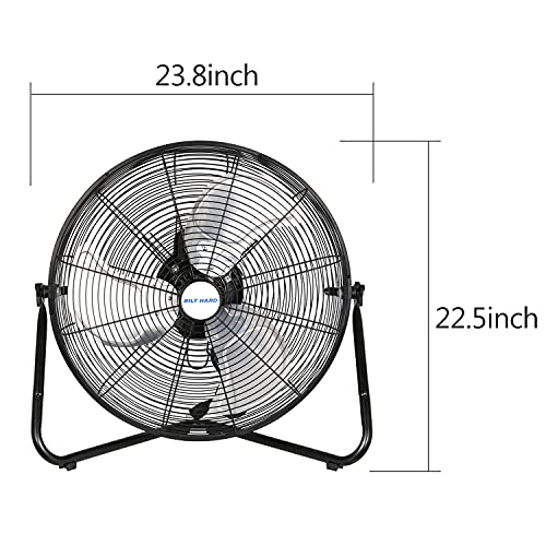 BILT HARD 4650 CFM 20" High Velocity Floor Fan, 3-Speed Heavy Duty Metal Fan with Wall-Mounting System, Industrial Shop Fan for Commercial, Garage, and Greenhouse
