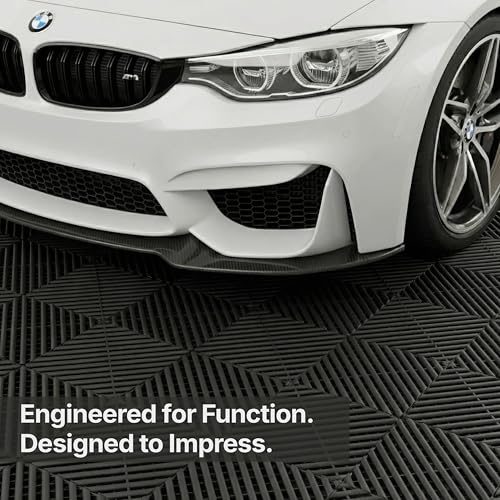 Nitro Tiles Vented by FlooringInc 12" x 12" Interlocking Garage Floor Tiles, Self-Draining Heavy Duty Polypropylene Drainage Tiles, Snap-Together Non-Slip Floor Tile, Midnight Black, 52-Pack (52 SqFt)