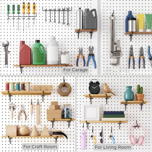MySHUCE 20 Pack 8" Pegboard Shelf Hooks, 1/4 in Secure&Stable