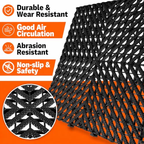 30-Pack 15.75" x 15.75" Interlocking Garage Floor Tiles, Heavy Duty Non-Slip Drainage Mats for Garage, Patio, Deck, RV, Campsite & Outdoor Use, Black