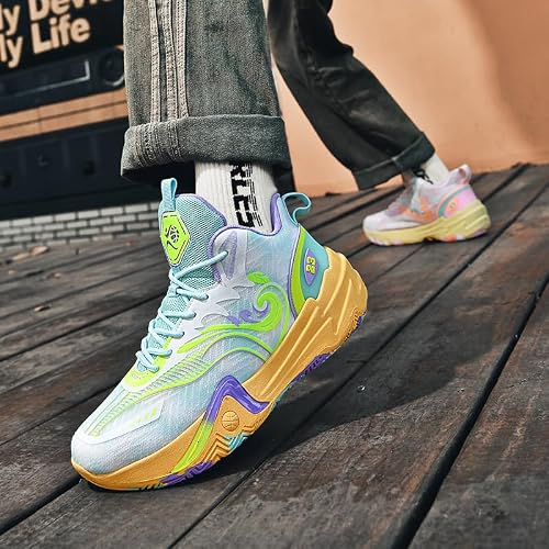 Aiscahent Basketball Shoes for Boys and Girls, Walking Running Shoes Breathable Comfortable Boys Sneakers for Little and Big Kids