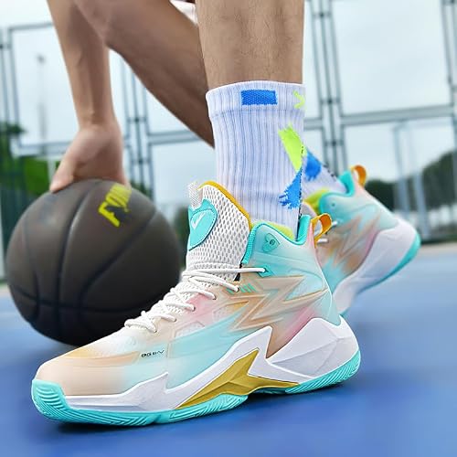 Women's Men's Basketball Shoes Sneakers Fashion Volleyball Breathable Comfortable Non Slip Lace Up Sport Outdoor Training Shoe Unisex Adult Green Size 9