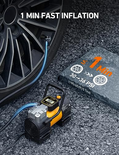 AstroAI Tire Inflator Portable Air Compressor 12V DC Air Pump Digital Gauge