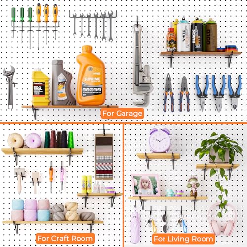 INCLY 8 Pack 8" Pegboard Shelf Hooks, 1/4" Peg Board Organizer Accessory