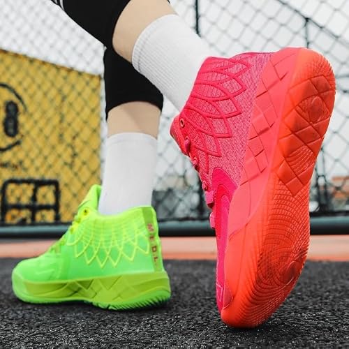 IGZBIBG Men's Knitted Mesh Breathable Mid-Top Basketball Shoes with Round Toe, Non-Slip and Lightweight Lace-Up Casual Sports Shoes Suitable for Walking, Running and Daily Travel (8.5,Two-Color)