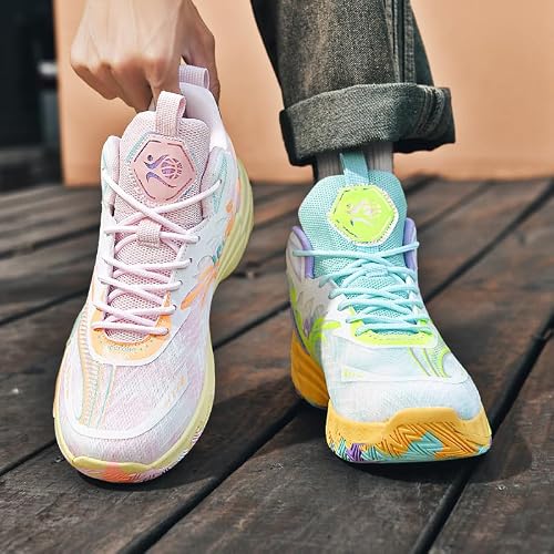 Aiscahent Basketball Shoes for Boys and Girls, Walking Running Shoes Breathable Comfortable Boys Sneakers for Little and Big Kids