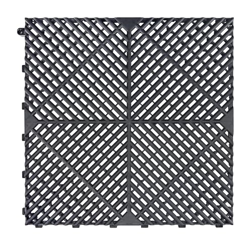 SafeRacks Vented Interlocking Garage Floor Tiles - Black, 48 Pack