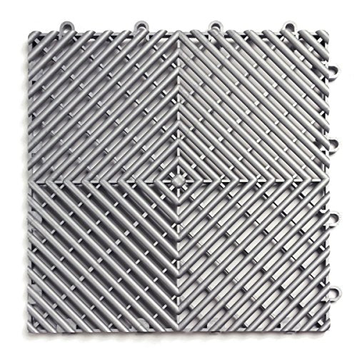 Big Floors RaceDeck Garage Floor Tiles, Interlocking Garage Flooring, Free-Flow Self-Draining Non-Slip Heavy-Duty Copolymer, Easy Install (Alloy, 48 Pack of 12 x 12" Tiles, 48 Sq Ft)
