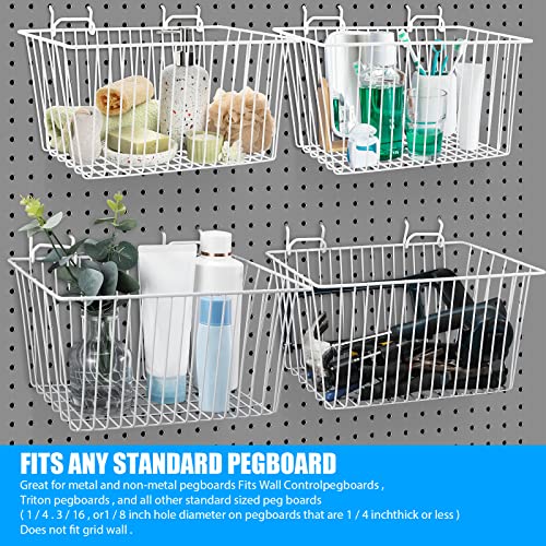 Sieral 4 Pack Pegboard Baskets, Pegboard Hooks Assortment Various Tools Storage, Pegboard Parts Storage System Peg Board Workbench Metal Wire Shelves for Organizing Hardware Attachments