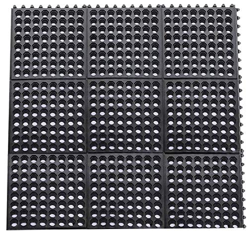 Yesland Anti-Fatigue Rubber Matting, 36 x 36 x 1/2 Inches, Black Dura Chef Anti-Slip Kitchen Mat for Restaurant Bar Floor, Bath Mat for Wet Areas, Garage, Garden Use