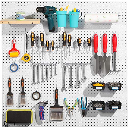 Pegboard Hooks Assortment, for Organizing Various Tools, with Pegboard Bins, 107 PCS, 48 of Which are Locks