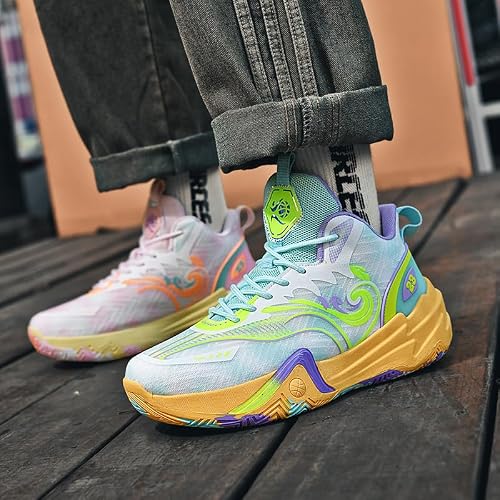 Aiscahent Basketball Shoes for Boys and Girls, Walking Running Shoes Breathable Comfortable Boys Sneakers for Little and Big Kids