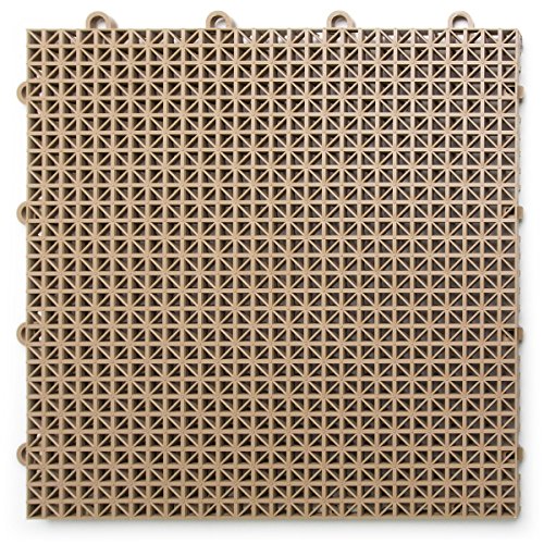 Big Floors DuraGrid Deck Tiles, Interlocking Outdoor Tiles for Patio, Self-Draining, UV-Resistant, Water-Resistant Modular Flooring, Easy Install, 40 Pack, Beige