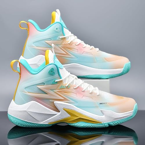 Women's Men's Basketball Shoes Sneakers Fashion Volleyball Breathable Comfortable Non Slip Lace Up Sport Outdoor Training Shoe Unisex Adult Green Size 9