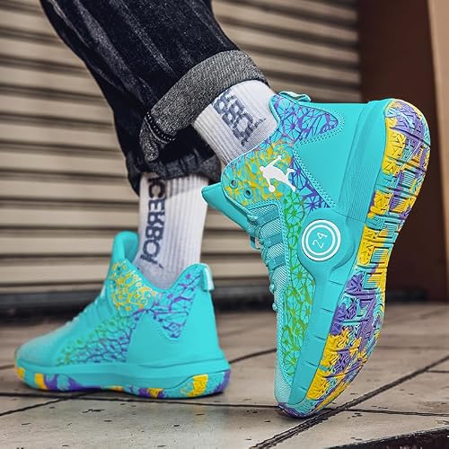 Aiscahent Basketball Shoes for Boys and Girls, Walking Running Shoes Breathable Comfortable Boys Sneakers for Little and Big Kids
