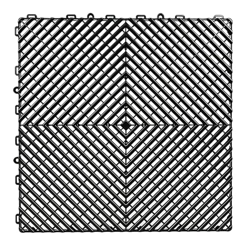GOSLARLIT 20 PCS Interlocking Garage Floor Tiles, 15.7" x 15.7", Black