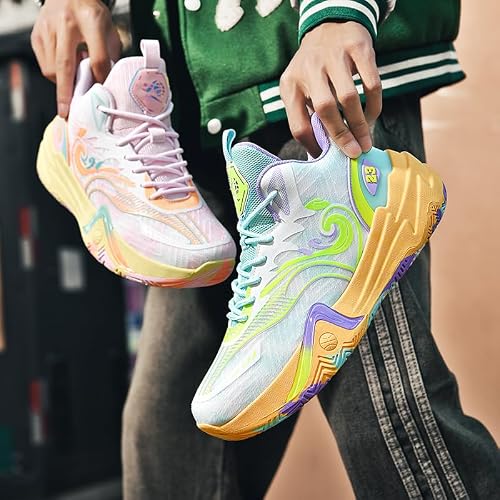 Aiscahent Basketball Shoes for Boys and Girls, Walking Running Shoes Breathable Comfortable Boys Sneakers for Little and Big Kids