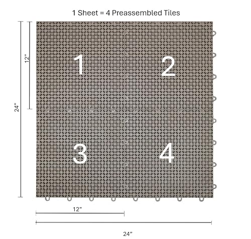 Big Floors DuraGrid Deck Tiles, Interlocking Outdoor Tiles for Patio, Self-Draining, UV-Resistant, Water-Resistant Modular Flooring, Easy Install, 40 Pack, Beige