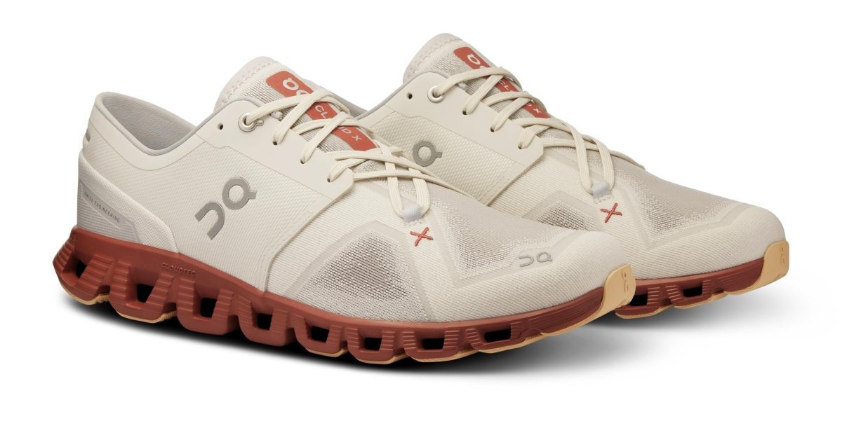 On Cloud X 3 Men's Sneakers, Ice/Auburn, 10.5 Medium US